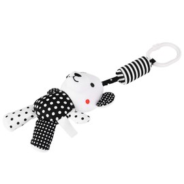 Juguetes de sonajero para colgar para bebés, cochecito de animales lindo, juguetes de campanas de viento de felpa rellenos para cuna de cama de coche para(Colgante oso a rayas blancas y negras)