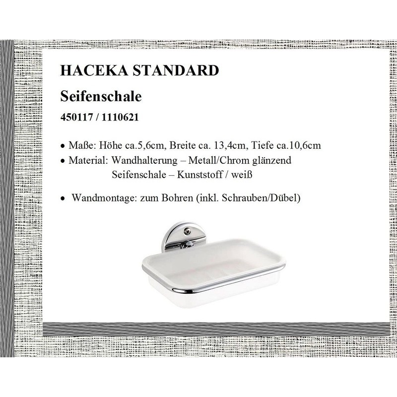 Haceka Seifenhalter Standard mit Kunststoffeinsatz, Plastik, Silber, 15 x 15