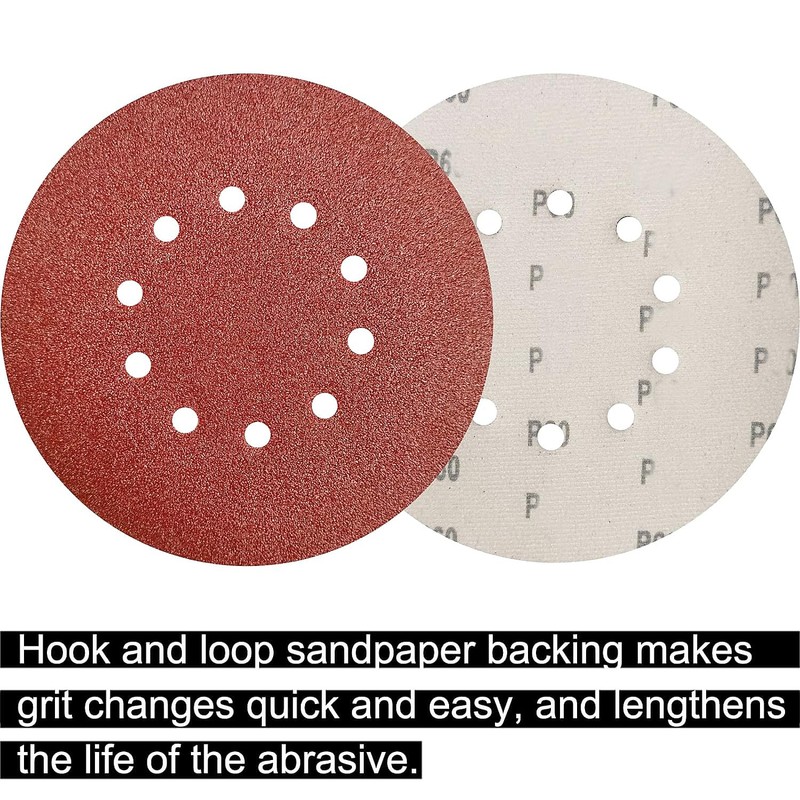 SACKORANGE 50 Pack 9-Inch 10 Hole 40 Grit Hook-and-Loop Drywall