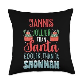 Ice Cold Charisma Christmas Holiday Heat Jannis Jollier Than Santa Cooler Than Snowman Frosty Throw Pillow, 18x18, Multicolor