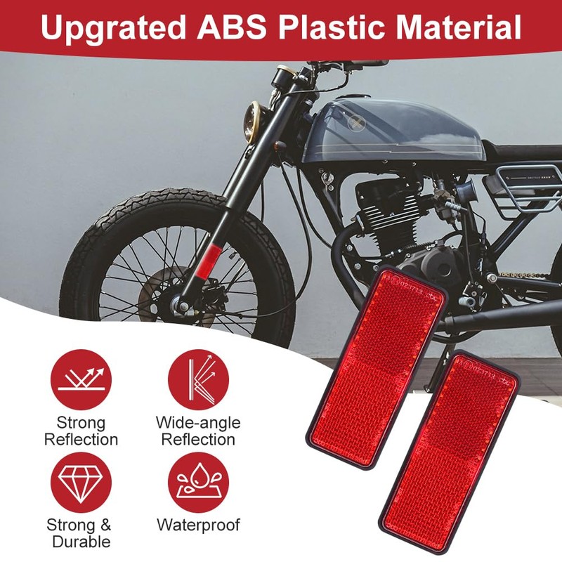 AYBUY 4Pcs Motorcycle Reflectors, Bolt Screw Rectangular Safety Reflector, Strong