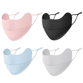 XZSXSL UV Protection Face Mask UPF 50+ Blocks 98% UVA/UVB,Ice Silk Sun Shield with Adjustable Ear Loops, Reusable Washable Breathable Cover for Women and Men, 4 Pack (Pink, Black, Gray，Blue)