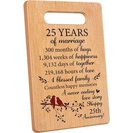 25th Wedding Anniversary Cutting Board Gifts,25th Anniversary Wedding Gift Ideas,25th Wedding Anniversary Decorations,25 Years of Marriage Couple Gifts for Husband Wife Friends (11.8"X7.8")