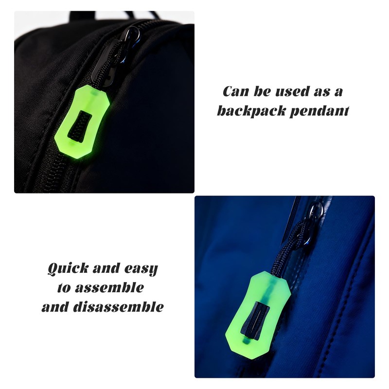 24Pcs Self Luminous Zipper Pulls,Zipper Puller Head Glow in The