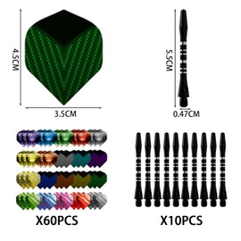 MEMOFYND 60-piece dart wings with 10-piece black dart shafts, dart accessory set, plastic dart set, 3 multi-colors, suitable for dart game.