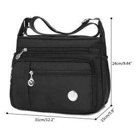 Gran Capacidad Bolso Bandolera Mujer Oxford Negro