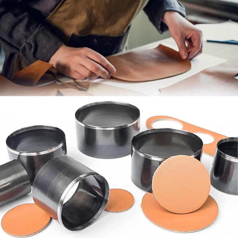 Leather Cutting Dies Set, 7 Pieces Round Leather Punching Tool,