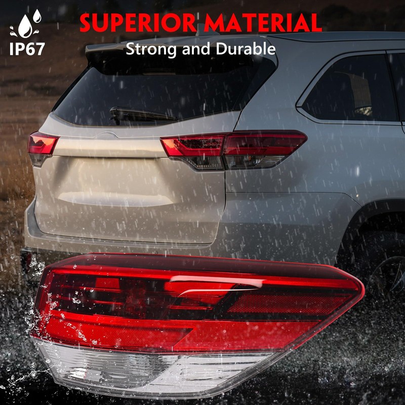 Huray Right Outer Tail Light for Toyota Highlander 2017-2019 Passenger