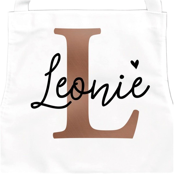 SpecialMe Personalised Children's Apron with Name Letter Monogram Initial Personalised Gifts Girls Boys, Initial white
