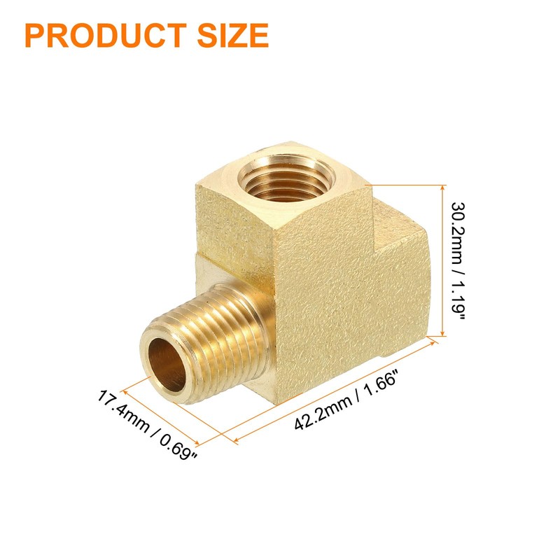 QUARKZMAN Brass Tee Pipe Fitting, 1/4" x 1/4" x 1/4"