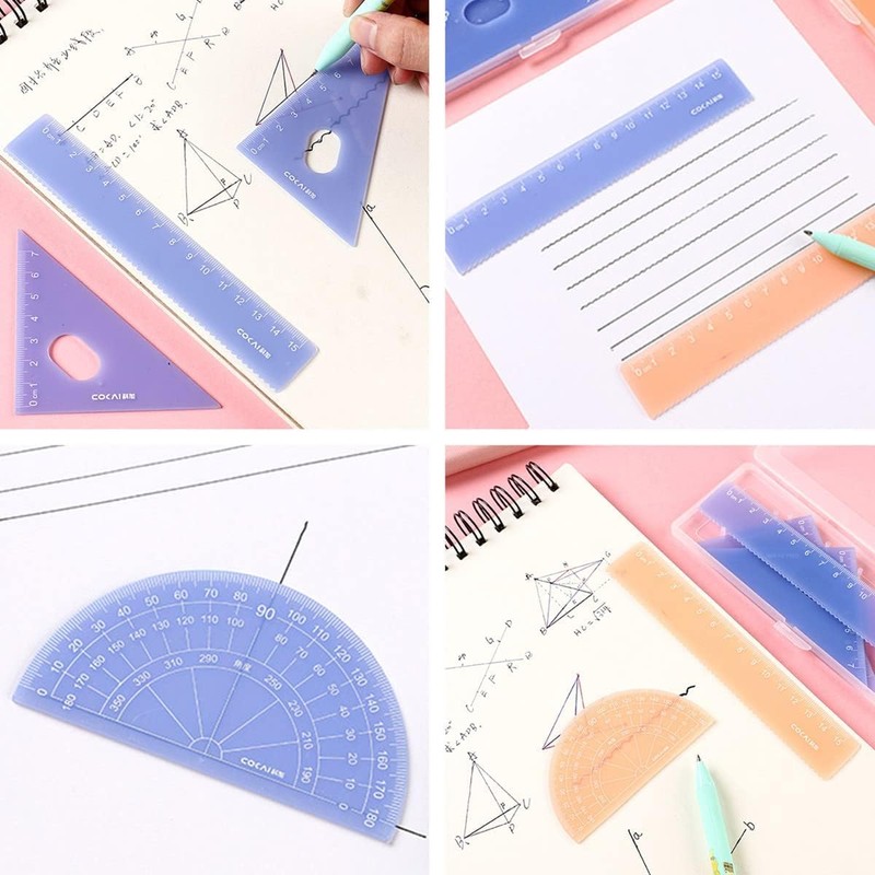 Jelly Color, 4-Piece Triangle Ruler, Triangular Funnel Set, Mathematical Geometric