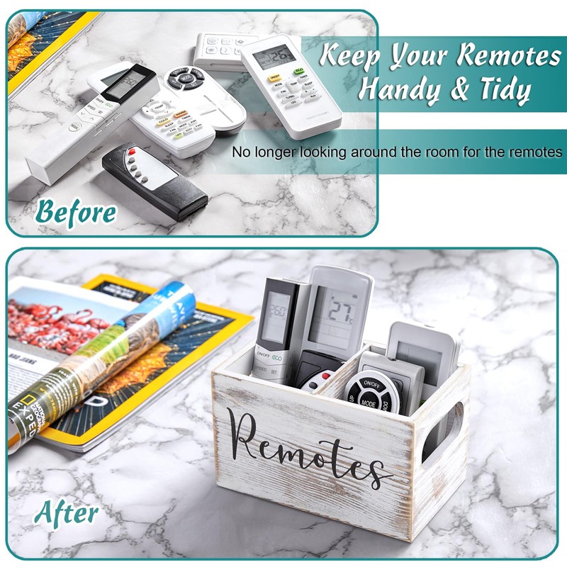 DRASTAR Remote Control Holder, Retro White TV Remote Holder, Remote