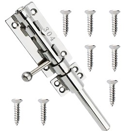 GisWell Schieberiegel-Torriegel Edelstahl,304 Edelstahl Bolzenriegel Beidseitig mit Loch für Vorhängeschloss,Tor Riegel,mit 8 Befestigungsschrauben,für Scheunenzaun Schuppen Keller(20CM,Silber)