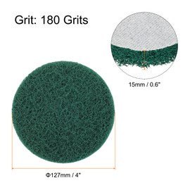 sourcing map 12pcs Scrubber Scouring Pads 180 Grits 5 Inch Drill Power Brush Hoop and Loop Surface Conditioning Disc Drill Scuffing Disc Scrub Pads for Home Kitchen Cleaning, Green