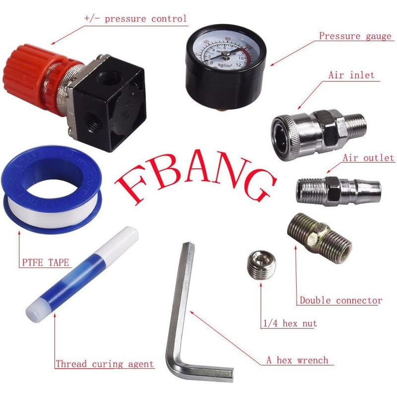 FBANG Air Compressor Pressure Regulator with Dial Indicator, 0-175 PSI