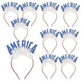 Needzo 4th of July Glitter America Headband, Independence Day Party Accessories, One Size Fits Most (Pack of 10)