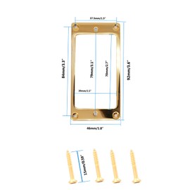 harpfeas 2PCS Flat Metal Humbucker Pickup Mounting Ring Set - Bridge Neck Pickups Cover Frame Replacement Part for Electric Guitar or Precision Bass (Glod)