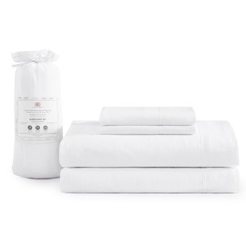 Casa Platino Bedding Sheets & Pillowcases,100% Brushed Microfiber Pre-Washed Queen Sheet Set,Ultra Soft and Breathable Bed Sheets for Queen Size Bed,15 inch Deep Pocket White Queen Sheets