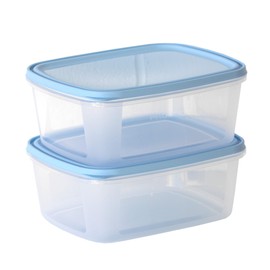 Prodbuy [Pack of 4] Clear 3 Litre Food Storage Containers with Pastel Blue Airtight Lids