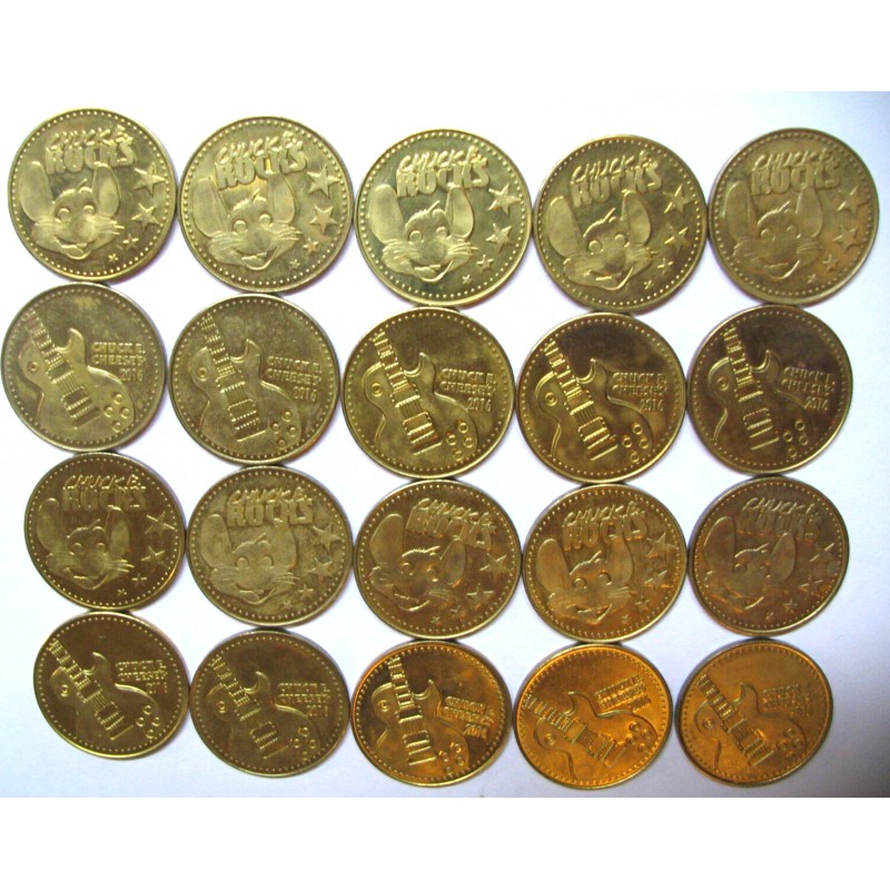 2016 CHUCK E CHEESE'S 1 x BRASS COIN TOKEN "CHUCK