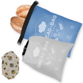 Bread Bags for Homemade with Beeswax Wrap - Zipper Reusable Bread Bag for Sourdough 2-Pack, Large Reusable Food Storage Bag to Keep Sourdough Fresh, Freezer-Safe, Eco-Friendly (Orange&Grey)