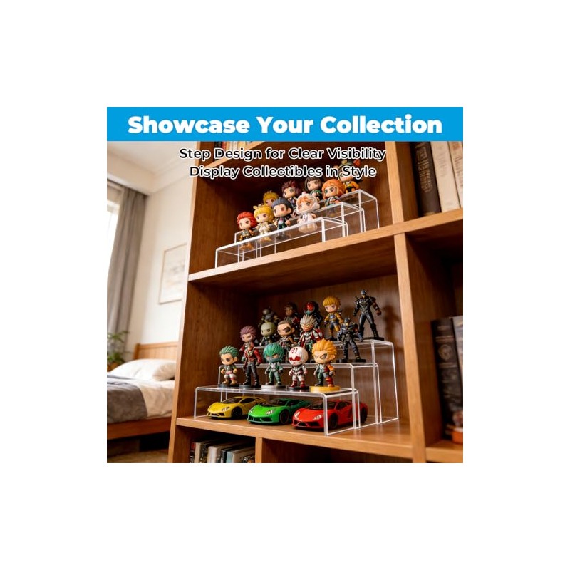 Pack of 4 Kitchen Organiser Shelves, Transparent Kitchen Cabinet Organiser,