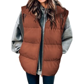 Zeagoo Women's Outerwear Vests Casual Lightweight Stand Up Collar Sleeveless Gilet Zip up Trendy Padded Jackets Coat