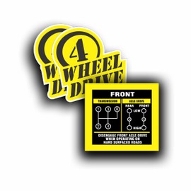 Transmission Shift Pattern Sticker Decal - Compatible with Jeep, Willys Or CJ May Fit Transmission and Transfer Case Models T18, Dana 300, 4 Speed, Twin Stick - 3x3.25 inch Plus 4WD Decals