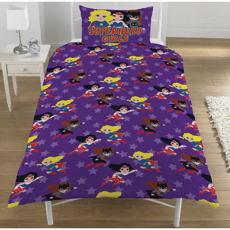 Superhero Girls Single/Double Reversible Duvet Cover Bed Set (Single Duvet