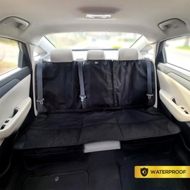 Caricar Car Seat Protector, Under Child Car Seats Cover | Waterproof, 3 Functional Rear Belts, Baby Carseat Cushion, Covers Fabric and Leather Seats | 4Pockets Non-Slip Thick Padding