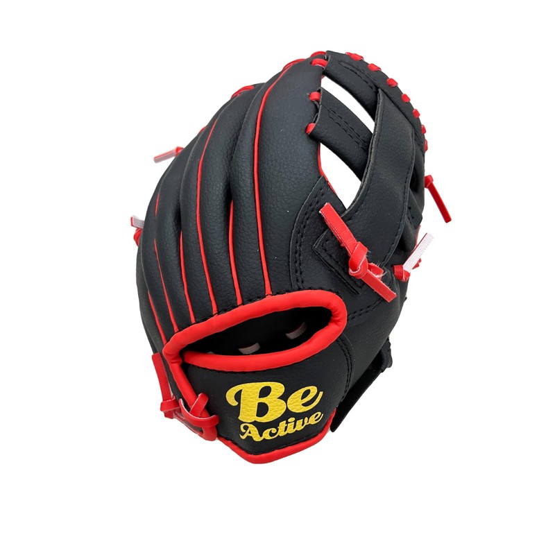 Junior All Round 9" Black Red Soft Baseball Gloves 509