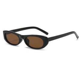 OSAGAMA Retro Slim Cat Eye Sunglasses Fashion Sunglasses for Men Women Black, brown