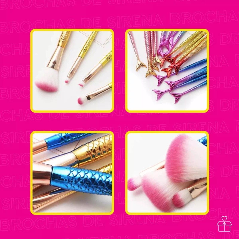 Onlyshop Brochas Sirena Maquillaje De 4pz Rostro Tornasol