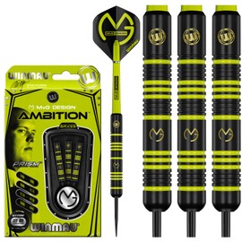 Winmau Michael Van Gerwen MvG Ambition Brass Steeltip Darts Set 22g with MvG Flights and Nylon Shafts (Stems)