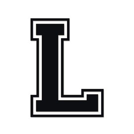 Applicable Pun Varsity Letter L - Vinyl Decal for Outdoor Use on Cars, ATV, Boats, Windows and More - Black 3 Inches Tall