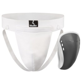 Mueller Adult Athletic Supporter with Flex Shield Cup, White/Gray, Medium