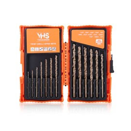 YOHANSEN 13Pcs Cobalt Drill Bit Set (1/16"-1/4"), M35 High-Speed Steel, Twist Jobber Length for Hardened Metal, Stainless Steel, Cast Iron, Wood, and Plastics, with Index Storage Box