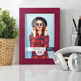 Renditions Gallery 5x7 inch Picture Frame Cherry Red Wood Grain Frame, High-end Modern Style, Made of Solid Wood and High Definition Glass for Wall and Tabletop Photo Display