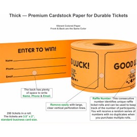 100 Tacticai Orange Raffle Tickets (8 Colors Available), 3.5" x 2", Enter to Win Form Card with Name, Phone & Email for Events, Contest, 50/50, Ballot Box, Fundraiser & Prizes