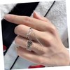 SAFIGLE 4pcs Rose Flower Ring with Chain for Women Punk