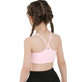 Hvididan Pink Sports Bra Girls - Size 9-10 Spaghetti Strap Y Back Training Bras Racerback Yoga Bralette Comfort Crop Top