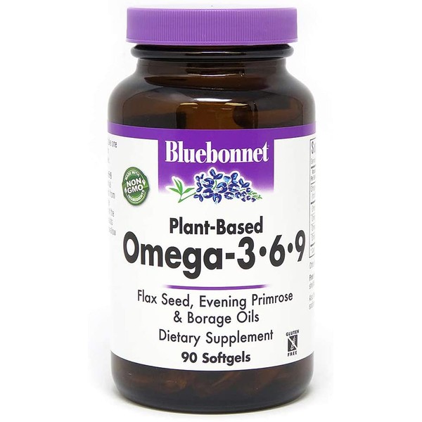 BlueBonnet Plant Based Omega 3-6-9 Softgels, 1000 mg, 90 Count, White