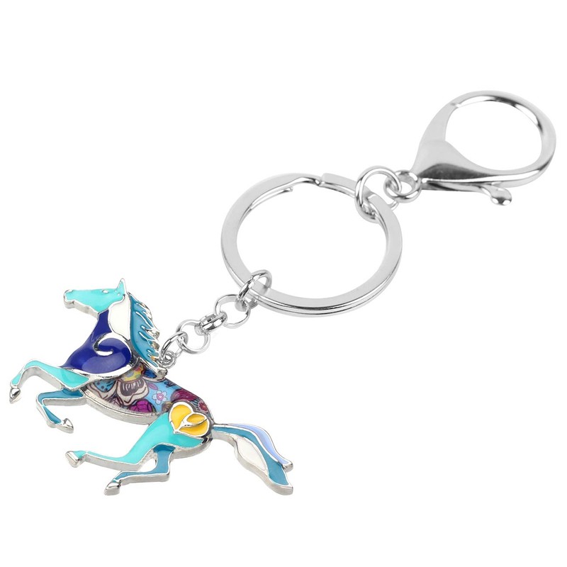 WEVENI Aleación de caballo ejecución llavero accesorios esmalte joyería para