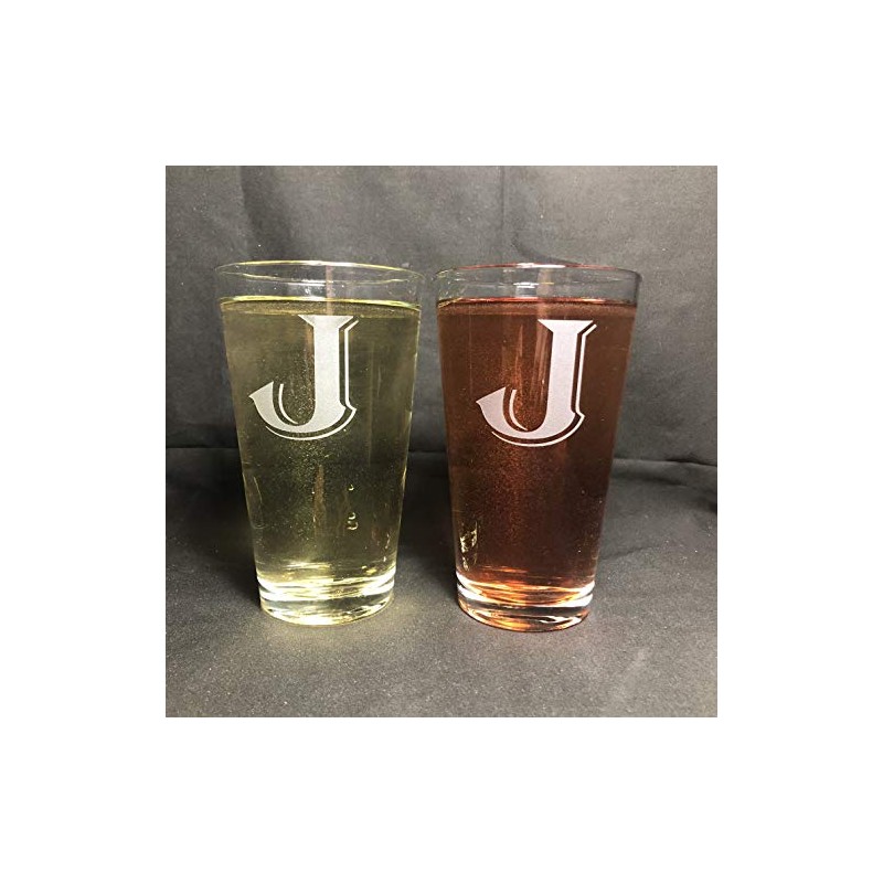 alankathy mug Set of 2 Monogram Beer Glass 16 oz