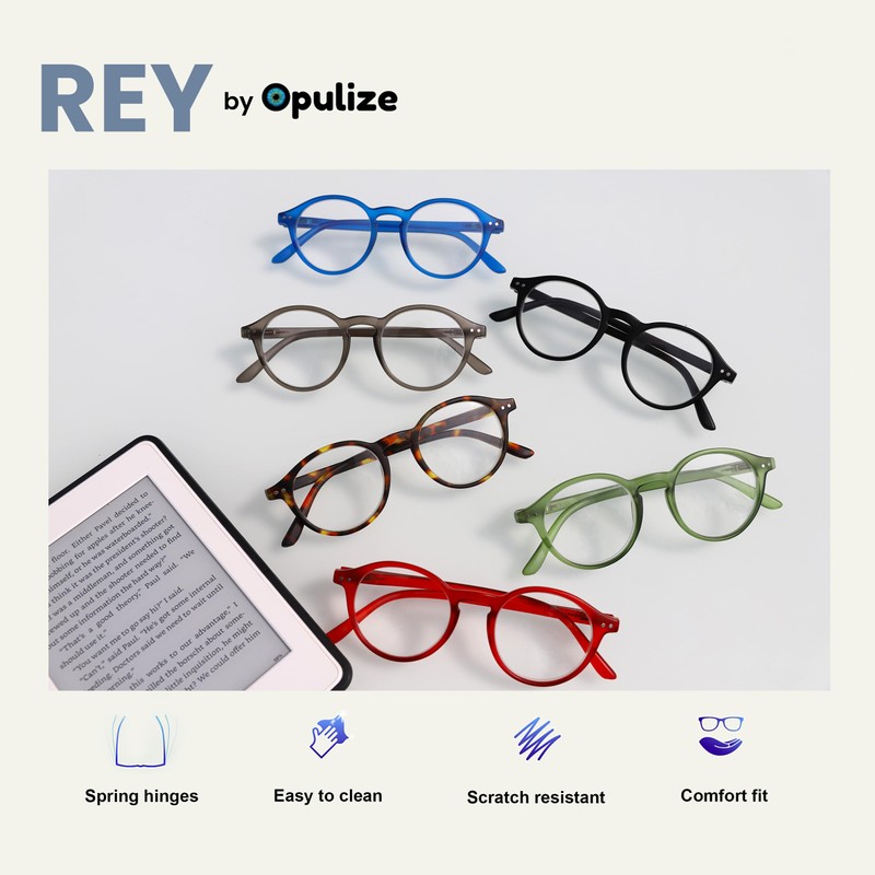 OPULIZE REY Reading Glasses for Women Men, Retro Round Frame