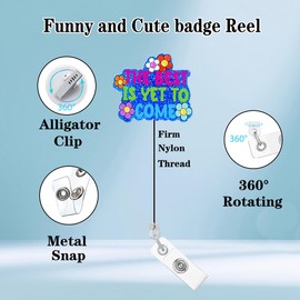 Abamilaka Nurse Badge Reel Retractable Clip Funny The Best is Yet to Come Flower ID Nursing Badge Holder Social Worker RN CNA Medical Acrylic Name Badge Clip Student Hospital Accessories