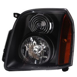 ATOMTEC Headlight Assembly Fit For 2007-2014 GMC Yukon/Yukon XL 1500 2500 Black Housing Amber Reflector Halogen Headlamp Driver and Passenger Side