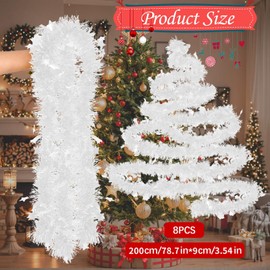 Aitsite Tinsel Christmas Tree, 8 Pieces Christmas Garland, Tinsel Garland, Christmas Outdoor Christmas Garland, Christmas Garlands Decorated with Stars, Christmas Decoration Garland, Christmas Tree