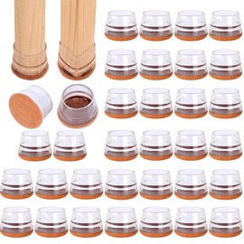 32PCS KDYOFNI Chair Leg Floor Protectors, Silicone Furniture Feet Leg Cups for Hardwood Floors, Chair Leg Covers Felt Furniture Pads (M (Fit for 29/32’’ to 1-1/5’’), Clear-32Pack)