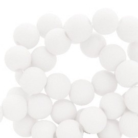 Sadingo Acrylic Beads Matt White | 6 mm - 600 Pieces, Matte Plastic Beads with Hole, Beads for Threading, Acrylic Beads for DIY Jewellery, Craft Beads Made of Plastic for Gluing, Bracelets Making